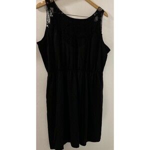 Esmara Women's A-Line Dress L Black  Sleeveless Chest  Eyelet Elastic Waist